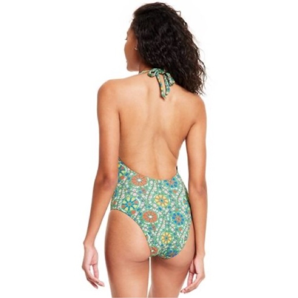 Rhode x Target Zinnia Floral Print Halter One Piece Swimsuit Size Medium - Picture 2 of 10